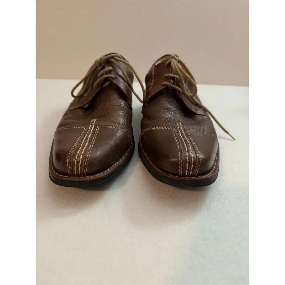 Sandro Moscoloni Men's Leather Oxfords Lace Up Split Cap Toe Brown 8D